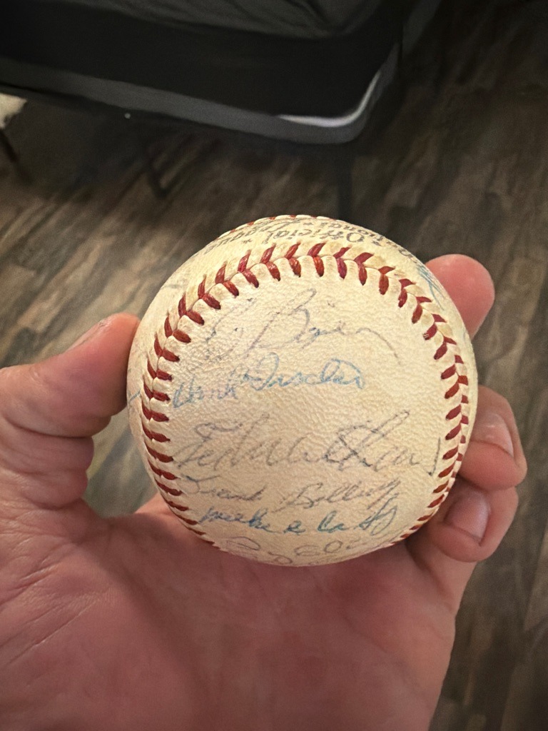 Multiple Signers (Team Signed Baseball, prominently featuring Ted Williams, Coot Veal, Frank Bolling, and others)