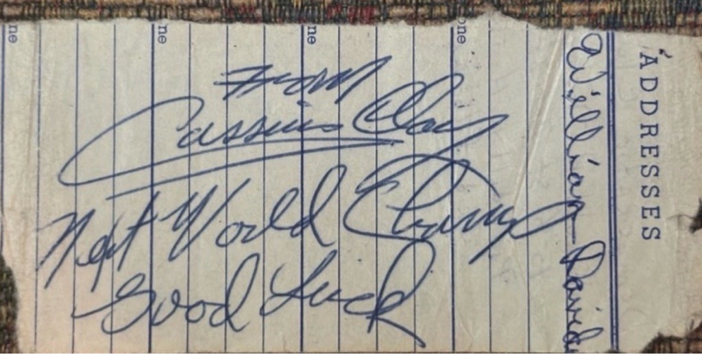 Muhammad Ali (signed as Cassius Clay)