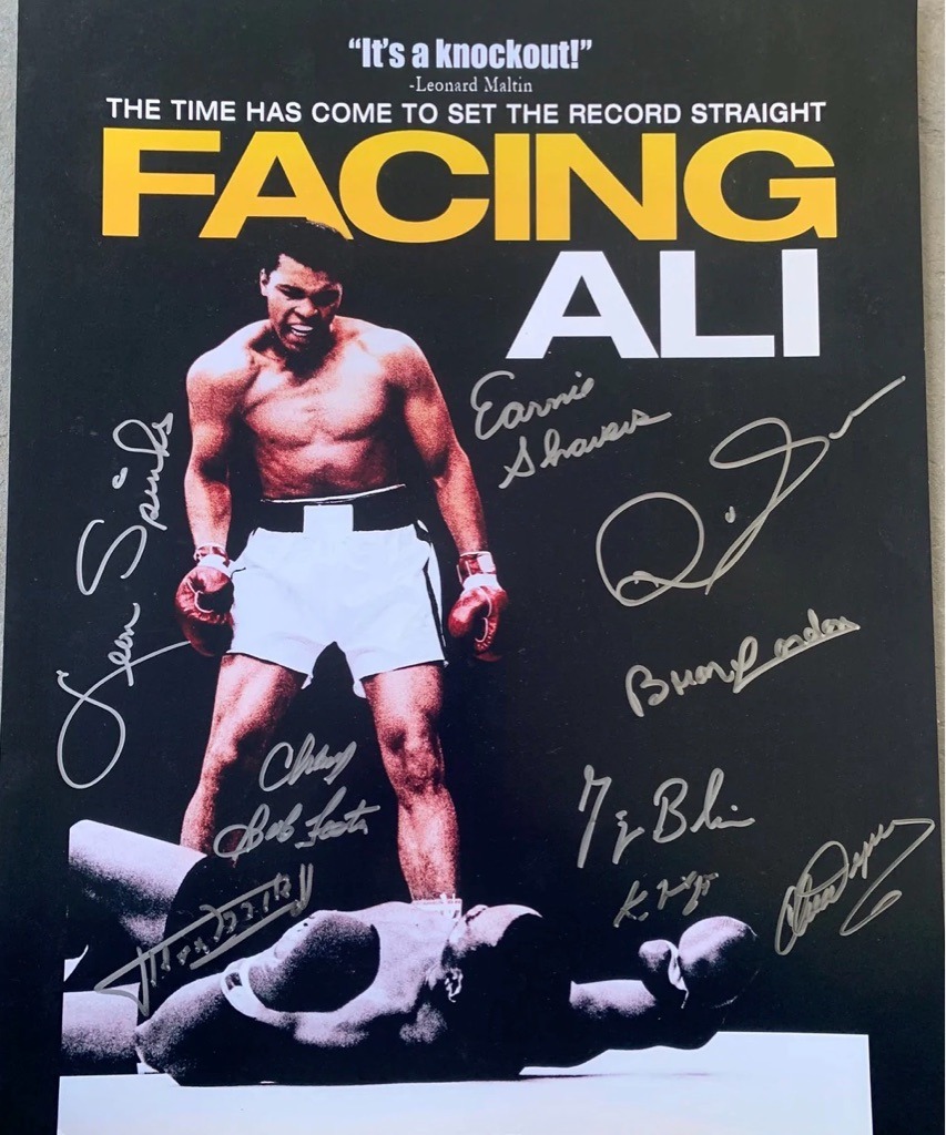 Multi-signed: Muhammad Ali, Leon Spinks, Earnie Shavers, Ken Norton, George Foreman, Larry Holmes, Henry Cooper, Joe Frazier, and others.