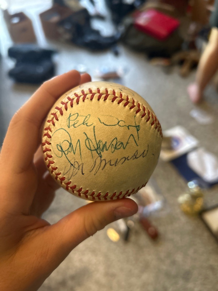 Thurman Munson (bottom signature) with Roy White (middle) and Pete Ward (top)