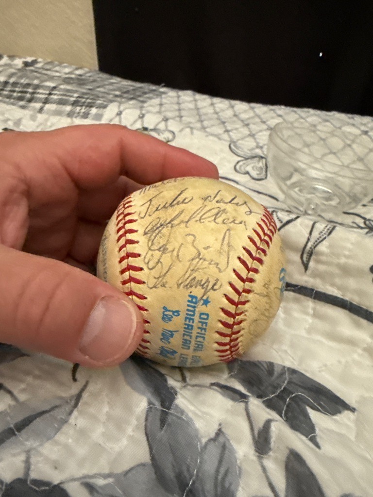 Multiple Signers (Team Signed Baseball, prominently featuring figures like Joe DiMaggio, Mickey Mantle, or a specific championship team roster)