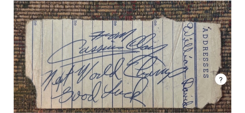 Muhammad Ali (signed as Cassius Clay)
