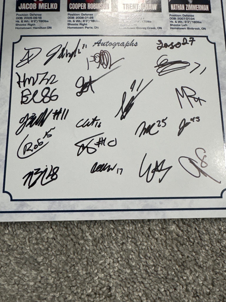 Multiple Signers (Hamilton Kilty B's - GOJHL)