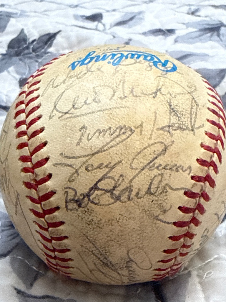 Multiple Signers - Team Signed Baseball including prominent MLB players (e.g., Tony Perez and Bob Feller visible)