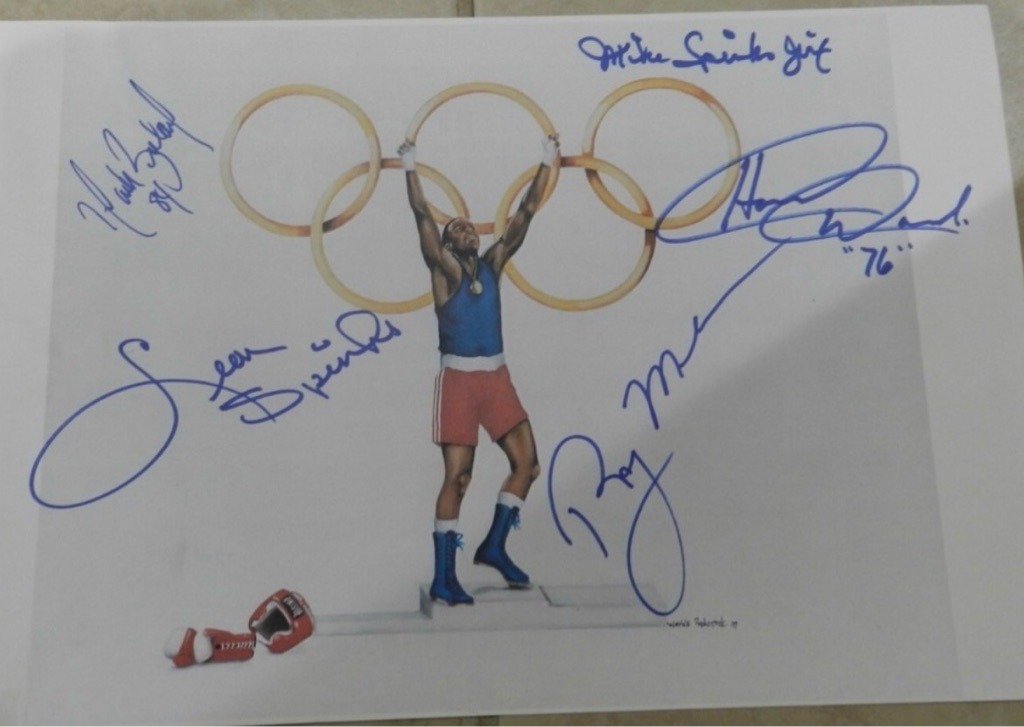 1976 USA Olympic Boxing Gold Medalists (Multi-Signed: Sugar Ray Leonard, Leon Spinks, Michael Spinks, Howard Davis Jr., Leo Randolph)